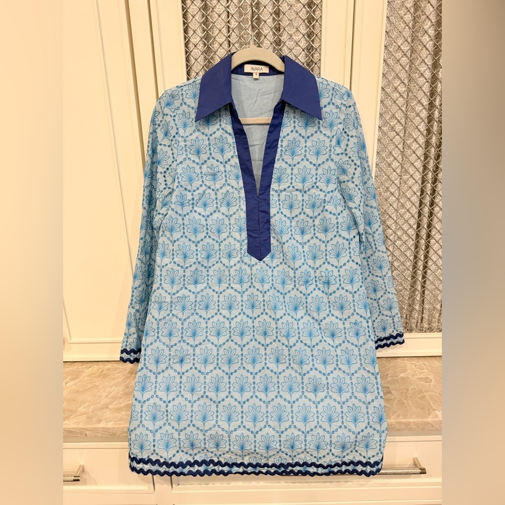 Avara Cove Blue Embroidered Tunic Dress | Size S | NWOT - Picture 7 of 11
